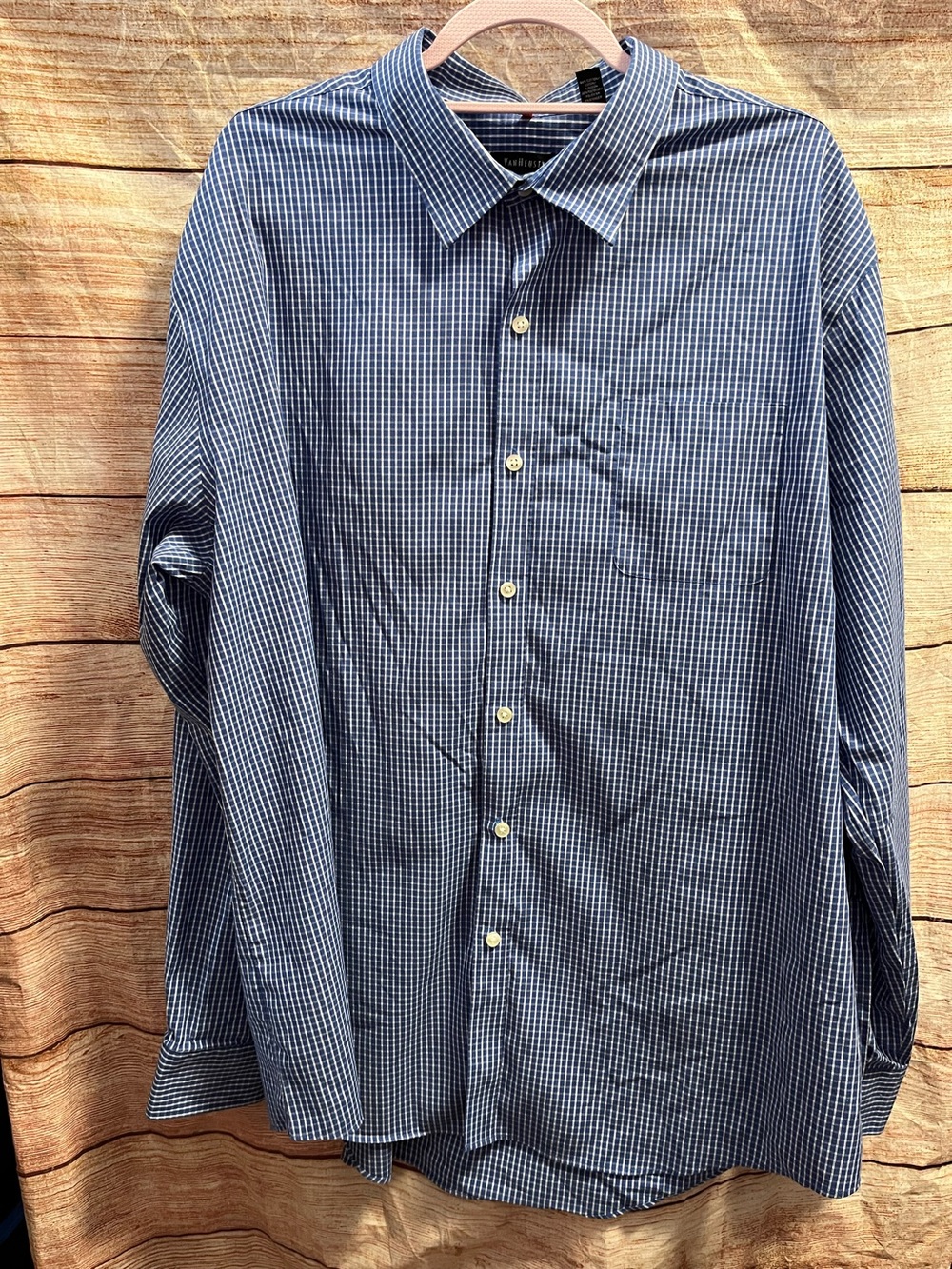 VanHeusen casual dress shirt-Blue and white-XXL 18-18 1/2”